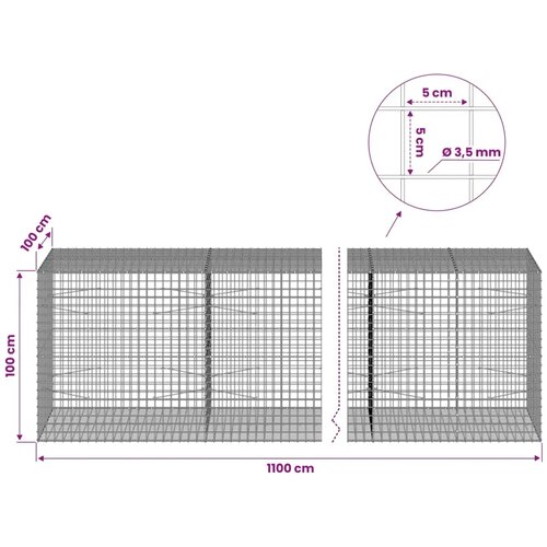  Gabion s žicom debljine 3 5 mm i mrežom 5x5 cm 1100x100x100 cm - 100 cm 100 cm 1100 cm Slike