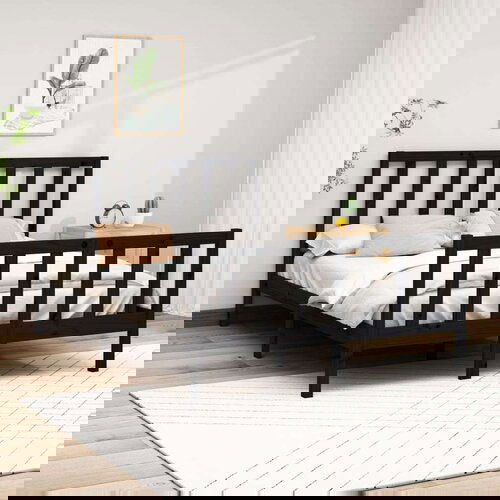  Posteljni okvir črn iz trdne borovine 140x190 cm, (20644758) Slike