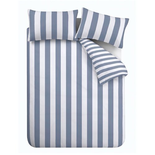 Catherine Lansfield Bela/modra posteljnina za zakonsko posteljo/podalj&amp;scaron;ana 230x220 cm Cove Stripe &amp;ndash; Slike