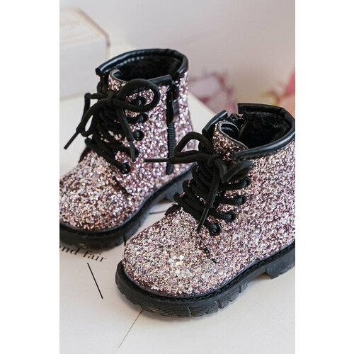 Kesi Children's glittering insulated ankle boots with zipper, pink Saussa Cene