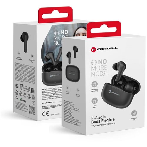 forcell F-AUDIO Bass Engine bezicne slusalice bluetooth TWS ANC + ENC + TUYA APP crne Cene