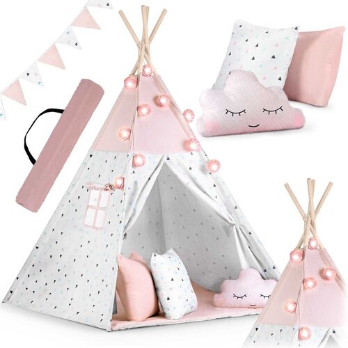 Nukido Teepee &amp;scaron;ator za djecu s svjetlima - rozi Slike