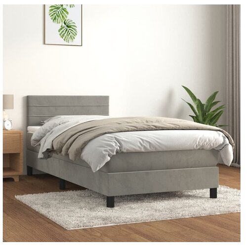  Box spring postelja z vzmetnico svetlo siva 80x200 cm žamet Cene