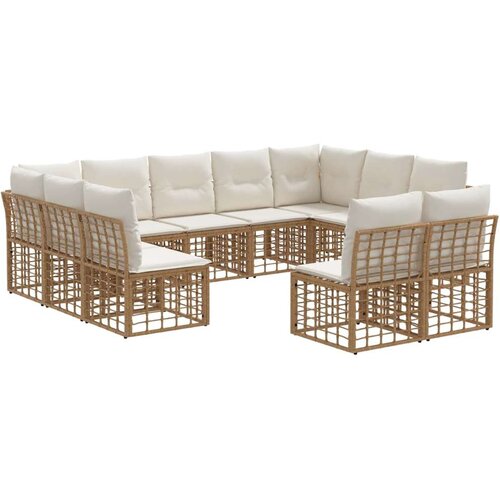  Set vanjskih sofa Prirodna i krema bijela Poliester - Prirodna i kremasto bijela bez stola Cijene