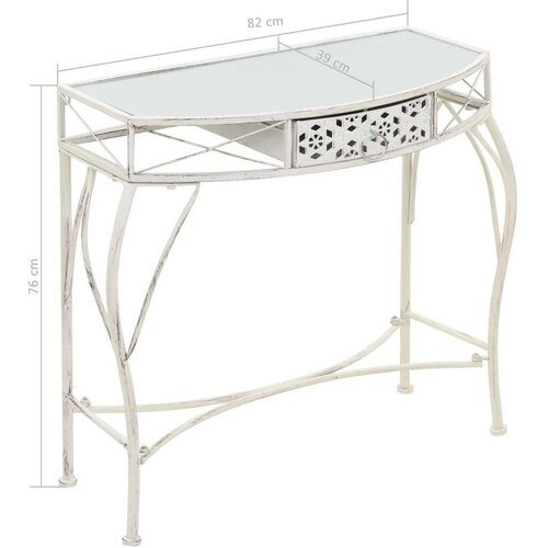  Bočni stolić u francuskom stilu metalni 82 x 39 x 76 cm bijeli Slike