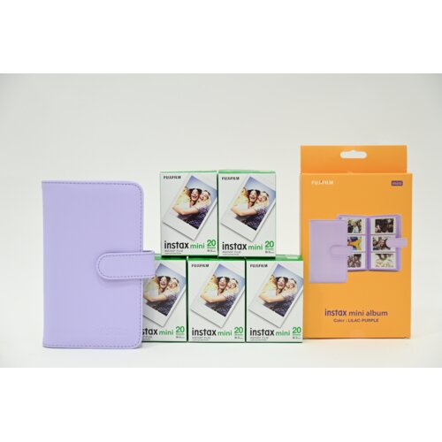 Fujifilm Set od 5 filmova za fotoaparat Instax Mini Glossy i album za slike, Ljubičasti Cene