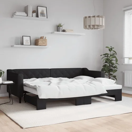  Dnevni krevet na razvlačenje crni 80 x 200 cm od tkanine
