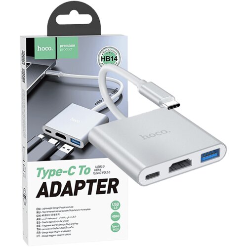 Hoco . konverter USB type C to USB3.0/HDMI/PD, HB14 Easy use Slike