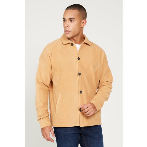 AC&Co / Altınyıldız Classics Men's Caramel Oversize Loose Fit Classic Collar Anti-Pilling Winter Comfortable Fleece Shirt. Cene