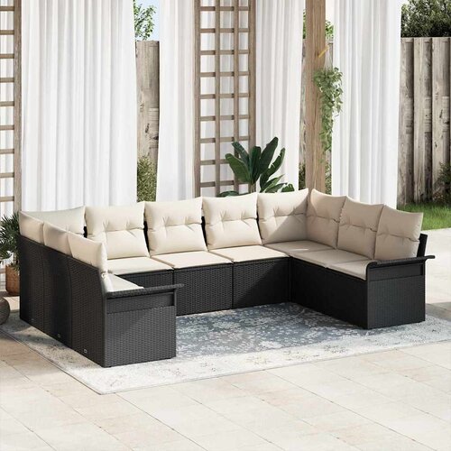  Sjedeća garnitura za vrt 9 kom. Crna poliratan 289 x 187,5 x 85 cm Cijene