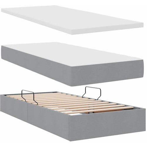  LED krevet za pohranu s madracem Svjetlosiva 180 x 200 cm Slike