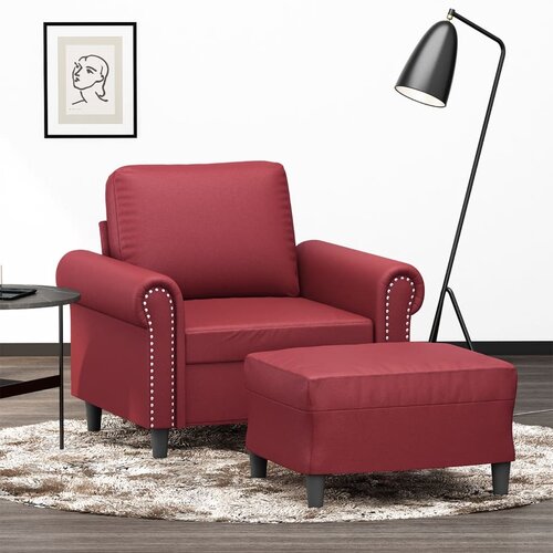  The Living Store Fotelj s stolčkom za noge vinsko rdeč 60 cm umetno usnje - Kavč S Stolčkom Za Noge, (21458307) Cene