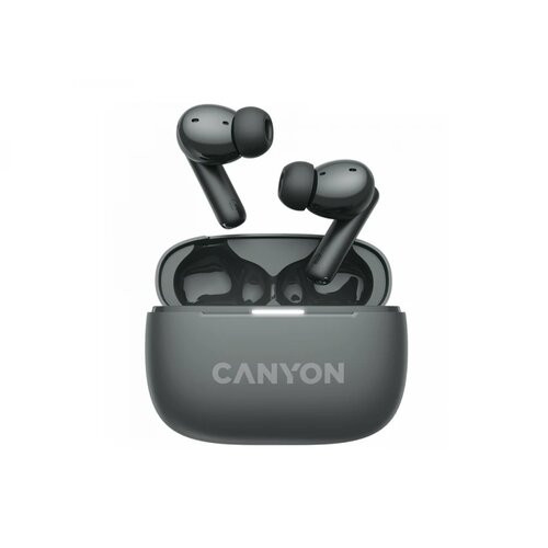Canyon ongo TWS-10 anc+enc, bluetooth headset, microphone, bt v5.3 BT8922F, frequence Response:20Hz-20kHz, battery earbud 40mAh*2+Charging case 500mAH, type-c cable length 24cm,size 63.97*47.47*26.5mm 42.5g, black Slike