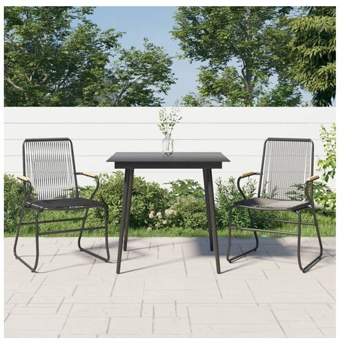  3-dijelni vrtni blagovaonski set od PVC ratana crni Cene