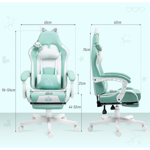  Igraća stolica s mačjim u&amp;scaron;ima podesivi naslon oslonac za noge do 120 kg Tiffany plava Slike