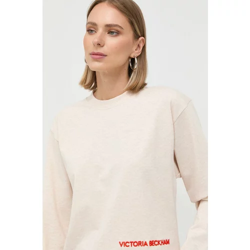 Victoria Beckham Pamučna majica dugih rukava boja: bež