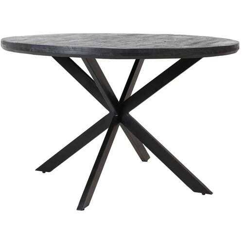 Light & Living Crni okrugli blagovaonski stol s pločom stola od bagrema ø 140 cm Yellov – Cijene