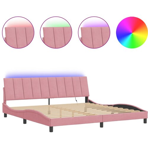 VidaXL Posteljni okvir z LED diodami roza 200x200 cm žamet, (21081892) Slike