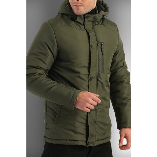 D1fference Men's Khaki Fleece Hooded Water And Windproof Sports Winter Jacket & Coat & Parka. Cene