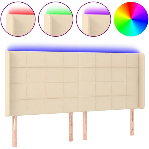 Maison Chic led posteljno vzglavje - vzglavna omarica - nočna omarica krem 203x16x118/128 cm blago, (21706698) Cene