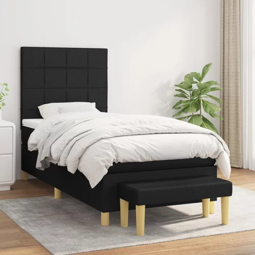 vidaXL Box spring postelja z vzmetnico črn 90x190 cm blago