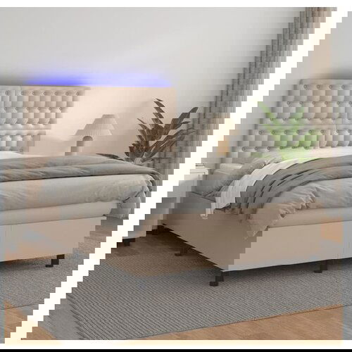vidaXL Krevet box spring madrac LED cappuccino 140x190cm umjetna koža Cijene