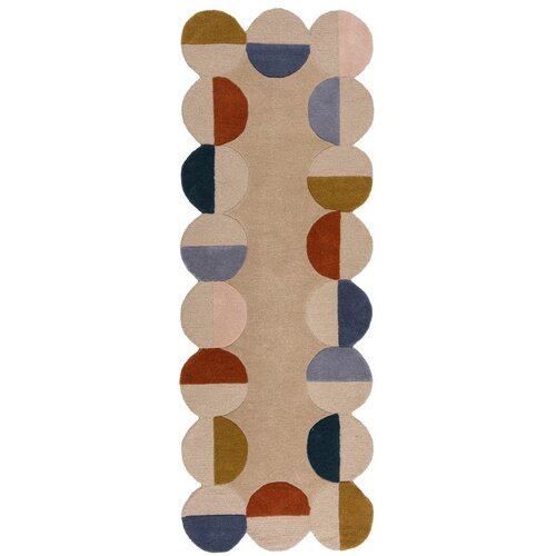 Flair Rugs Bež ročno tkan volnen tekač 80x230 cm Mia Scallop Frame – Cene