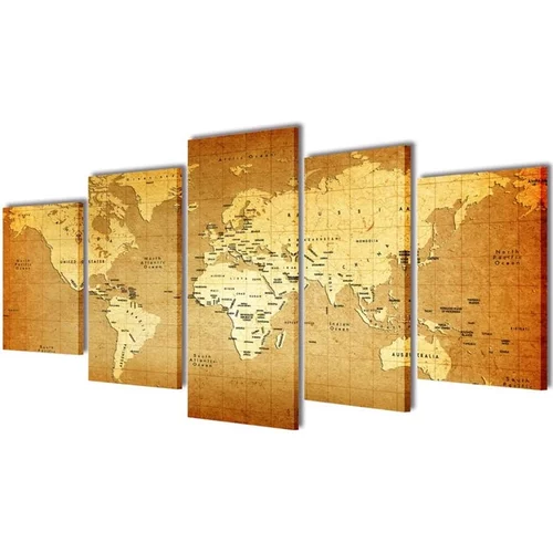  Set platen s printom zemljevida sveta 200 x 100 cm