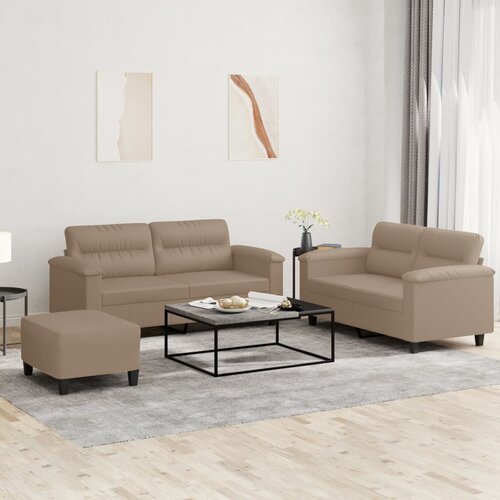  3-dijelni set sofa s jastucima boja cappuccina od umjetne kože Cijene