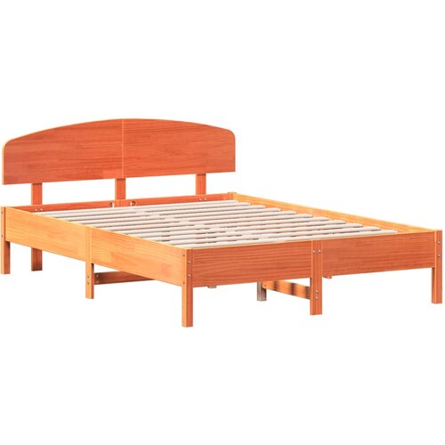 VidaXL Posteljni okvir z vzglavjem vo&amp;scaron;čeno rjava 150x200 cm borovina, (21111859) Slike