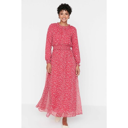 Trendyol Pink Patterned Gipe Detailed Chiffon Woven Dress Cene