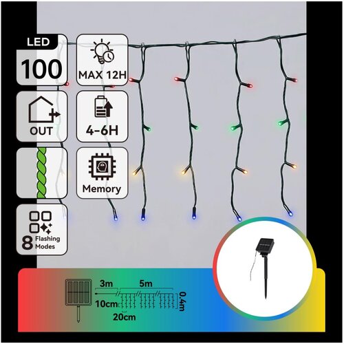 Aigostar LED spolja&amp;scaron;nji božićni lanac 100xLED/8 funkcija 8x0,4m IP44 vi&amp;scaron;ebojni Slike