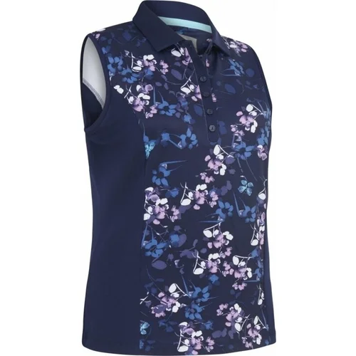 Callaway Women Allover Butterfly Floral Printed Polo Peacoat XS