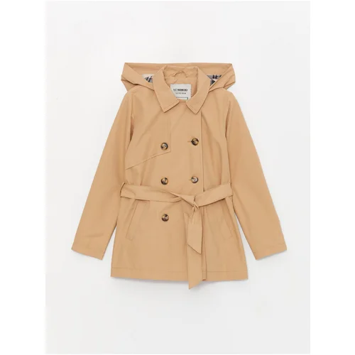 LC Waikiki Basic Girls' Trench Coat with a Hooded