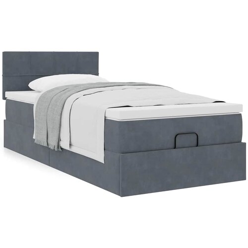 vidaXL Otomanski okvir kreveta s madraca tamnosivi 90x190cm baršunasti Cene