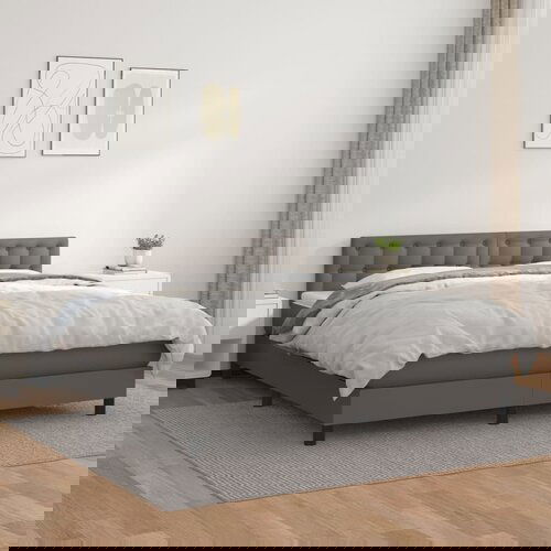 The Living Store Box spring postelja z vzmetnico siva 180x200 cm umetno usnje - Box Spring Postelja, (21521089) Slike
