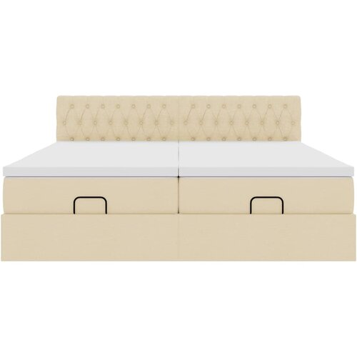  Otomanski okvir kreveta s madracima krem 160x200cm od tkanine Slike