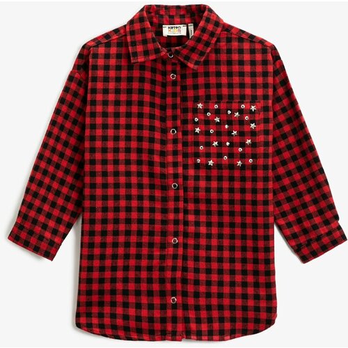 Koton Girl's Red Plaid Shirt Cene