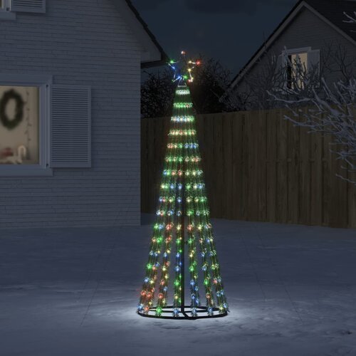 vidaXL Osvetljena novoletna jelka stožec 275 LED barvita 180 cm Cene