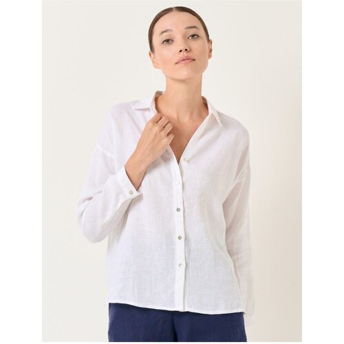 Jimmy Key White Long Sleeve Woven Linen Shirt Slike