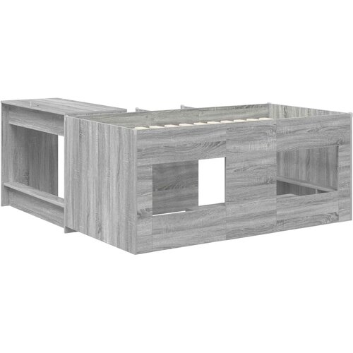  Krevet za djecu s visokim okvirom i stolom 2 kom. Siva Sonoma 80 x 160 cm Slike
