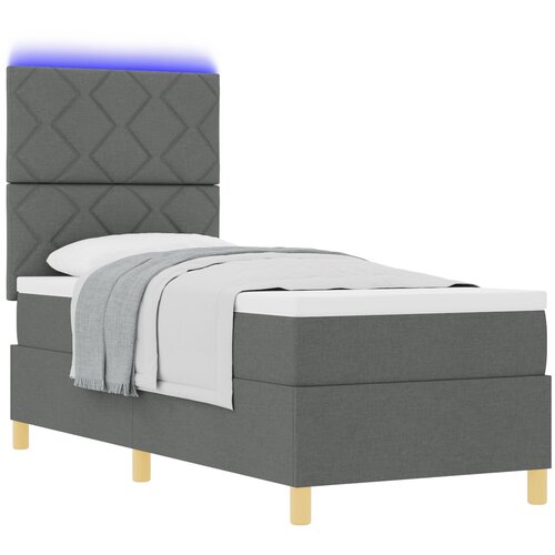VidaXL Postelja s &amp;scaron;katlastim vzmetenjem z vzmetnico in LED temno siva 80x200 cm tkanina Slike