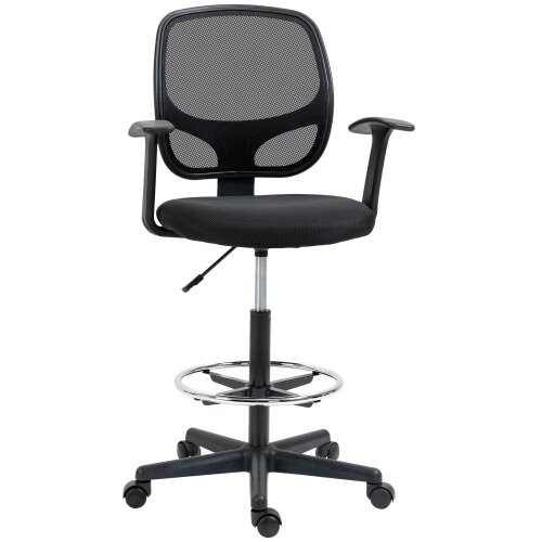 Nesta Ergonomski pisarni&scaron;ki stol, vrtljiv stol, risarski stol, nastavljiv obroč za noge, nosilnost do 120 kg, črn, 60 x 56 x 110&ndash;132 cm, (5000494020) Cene