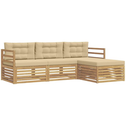 vidaXL Zunanja garnitura za sedenje 4 pcs Bela in bež Poliester, (5000282694) Cene