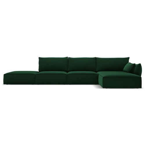 Mazzini Sofas Temno zelena žametna kotna sedežna garnitura z ležalnikom (desni kot) Vanda – Cene