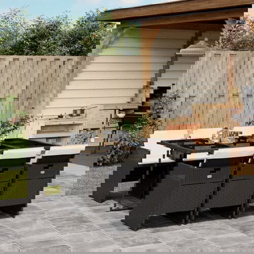 VidaXL 7-dijelni vrtni blagovaonski set s jastucima crni od poliratana Slike