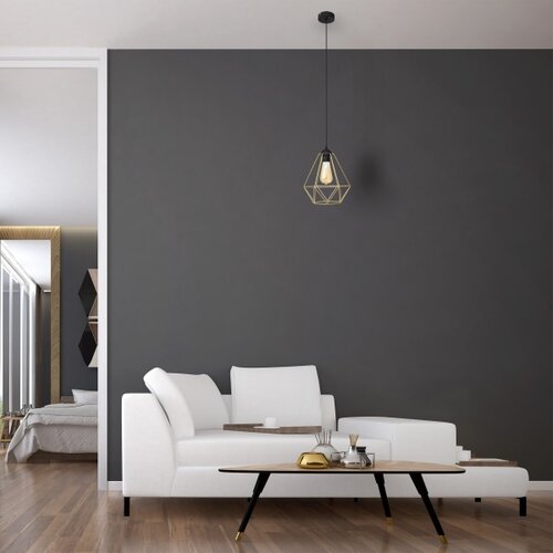  Luster na sajli KARO 1xE27/15W/230V zlatna/crna Slike