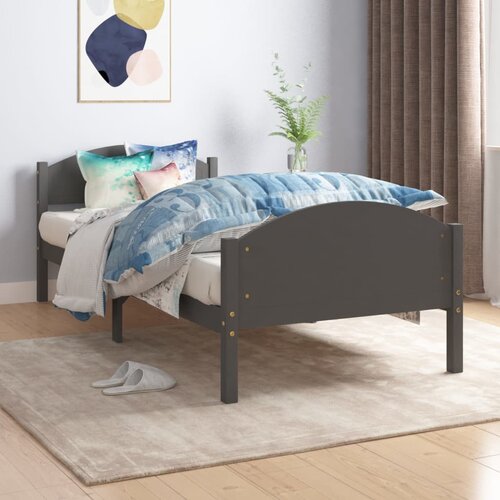 vidaXL posteljni okvir temno siv iz trdne borovine 100x200 cm Cene