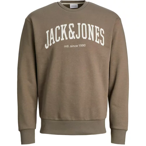 Jack & Jones Sweater majica 'Josh' svijetlosmeđa / bijela