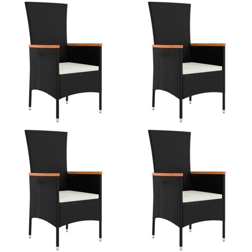 Maison Chic Vrtni stoli - Stol za vrt z blazinami 4 kosi poli ratan črni JS2242, (21877088) Slike